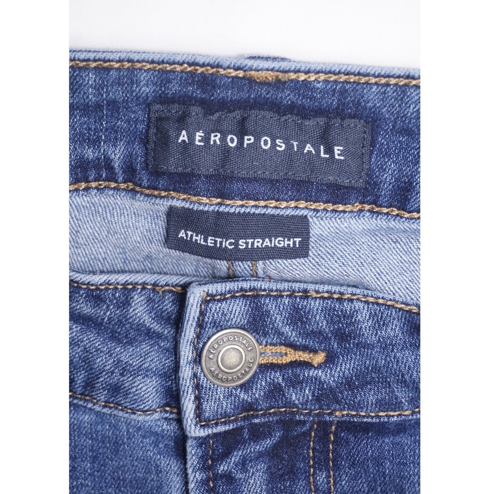 Aeropostale 36/30 Athletic Straight Blue Denim Jeans Coolmax Stretch - Picture 6 of 8